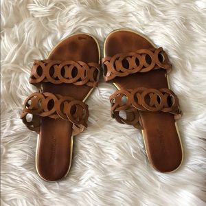 Cognac Vici Slide Sandals